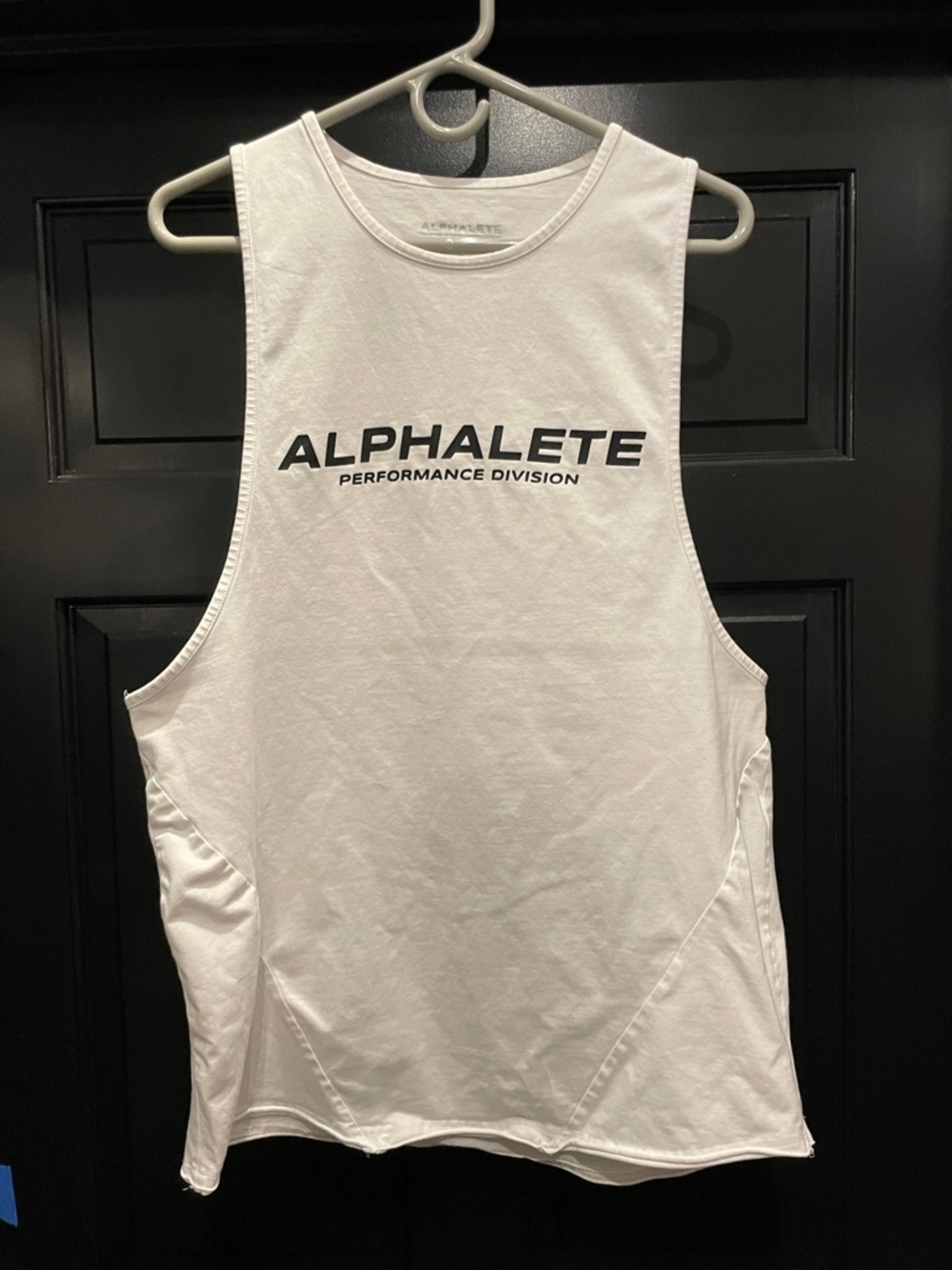 Alphalete White Men's Performance Tank Top with Black Logo